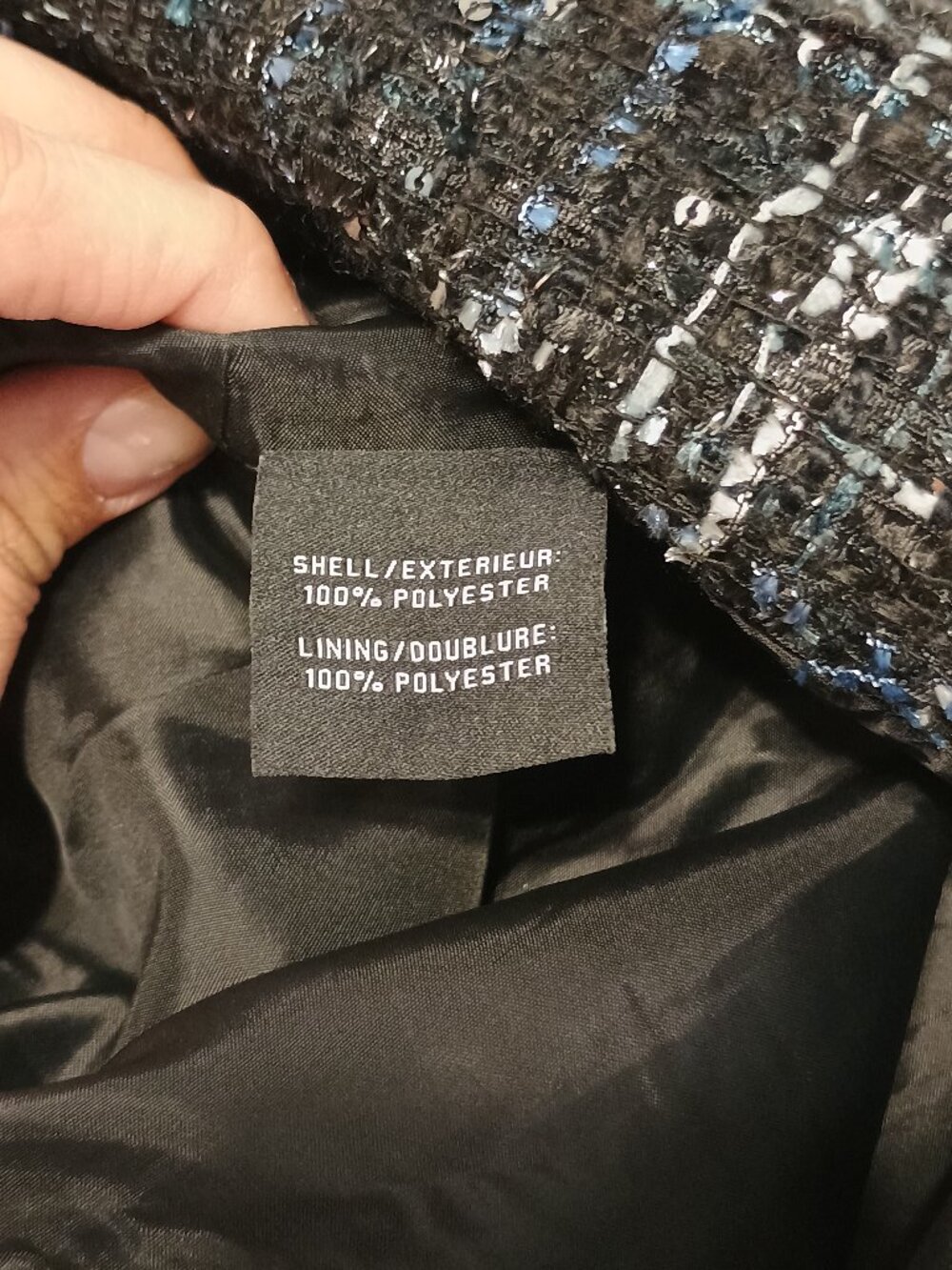 Bagatelle Collection Black Blue Silver Tweed Sequin Asymmetrical Mini Skirt NWT - Picture 10 of 10